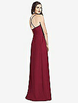 Rear View Thumbnail - Burgundy Criss Cross Back Crepe Halter Dress with Pockets