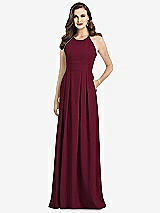 Front View Thumbnail - Cabernet Criss Cross Back Crepe Halter Dress with Pockets