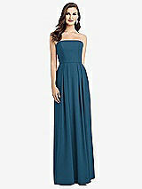Alt View 1 Thumbnail - Atlantic Blue Strapless Pleated Skirt Crepe Dress with Pockets