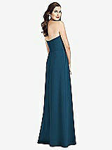 Rear View Thumbnail - Atlantic Blue Strapless Pleated Skirt Crepe Dress with Pockets