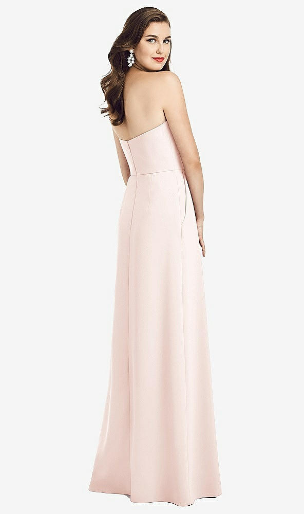Back View - Blush Strapless Pleated Skirt Crepe Dress with Pockets