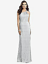 Front View Thumbnail - Silver One-Shoulder Twist Metallic Trumpet Gown