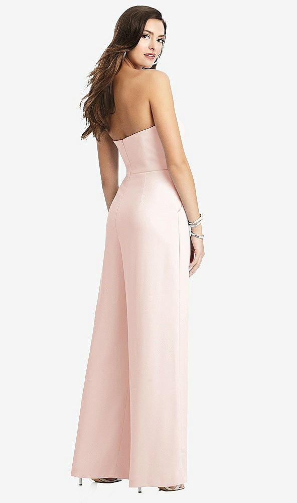 Back View - Blush Strapless Notch Crepe Jumpsuit with Pockets