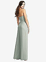 Rear View Thumbnail - Willow Green Strapless Notch Crepe Jumpsuit with Pockets