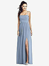 Front View Thumbnail - Cloudy Slim Spaghetti Strap Chiffon Dress with Front Slit 