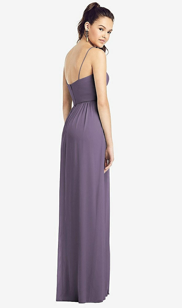 Back View - Lavender Slim Spaghetti Strap Chiffon Dress with Front Slit 