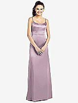 Front View Thumbnail - Suede Rose Slim Spaghetti Strap V-Back Trumpet Gown
