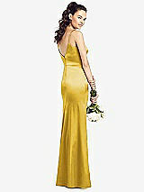 Rear View Thumbnail - Marigold Slim Spaghetti Strap V-Back Trumpet Gown