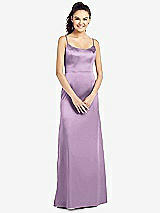 Front View Thumbnail - Wood Violet Slim Spaghetti Strap V-Back Trumpet Gown