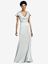 Front View Thumbnail - Sterling Flutter Sleeve Draped Wrap Stretch Maxi Dress