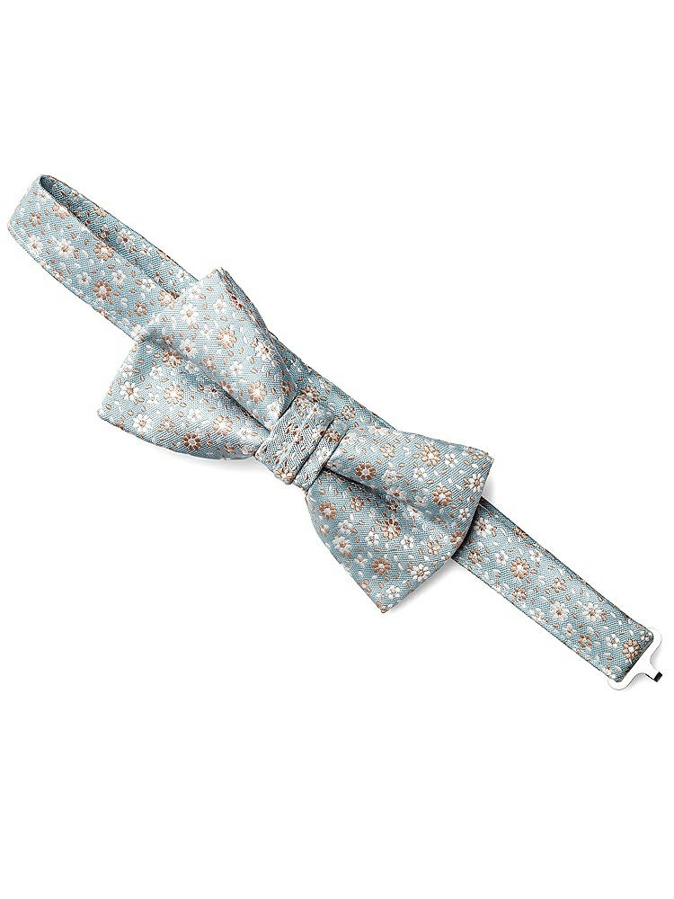 Back View - Icelandic/topaz/ivory Arnit Floral Jacquard Pre-Tied Bow-Tie