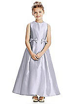 Front View Thumbnail - Silver Dove Princess Line Satin Twill Flower Girl Dress with Bows