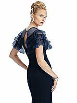 Rear View Thumbnail - Midnight Navy Tiered Ruffle Tulle Capelet