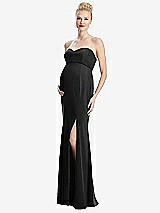 Front View Thumbnail - Black Strapless Crepe Maternity Dress with Trumpet Skirt