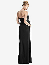 Rear View Thumbnail - Black Strapless Crepe Maternity Dress with Trumpet Skirt