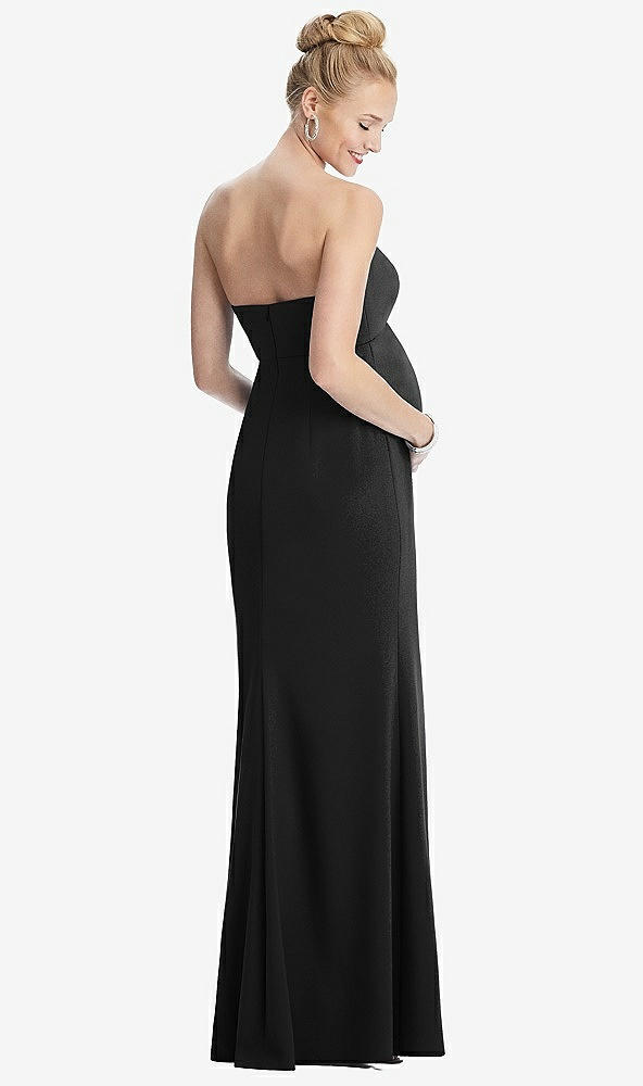 Back View - Black Strapless Crepe Maternity Dress with Trumpet Skirt