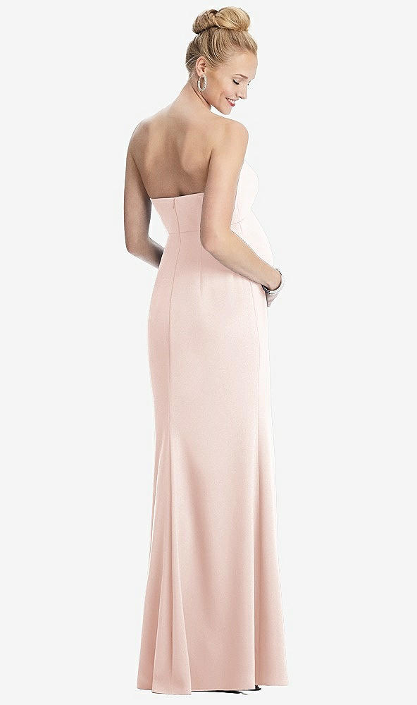 Back View - Blush Strapless Crepe Maternity Dress with Trumpet Skirt