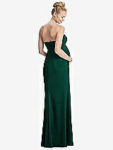 Rear View Thumbnail - Hunter Green Strapless Crepe Maternity Dress with Trumpet Skirt