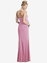 Rear View Thumbnail - Powder Pink Strapless Crepe Maternity Dress with Trumpet Skirt