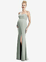 Front View Thumbnail - Willow Green Strapless Crepe Maternity Dress with Trumpet Skirt