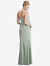 Rear View Thumbnail - Willow Green Strapless Crepe Maternity Dress with Trumpet Skirt