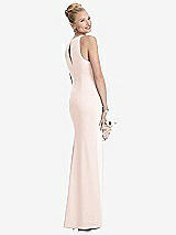 Rear View Thumbnail - Blush Sleeveless Halter Maternity Dress with Front Slit