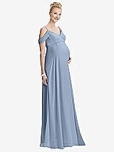 Front View Thumbnail - Cloudy Draped Cold-Shoulder Chiffon Maternity Dress