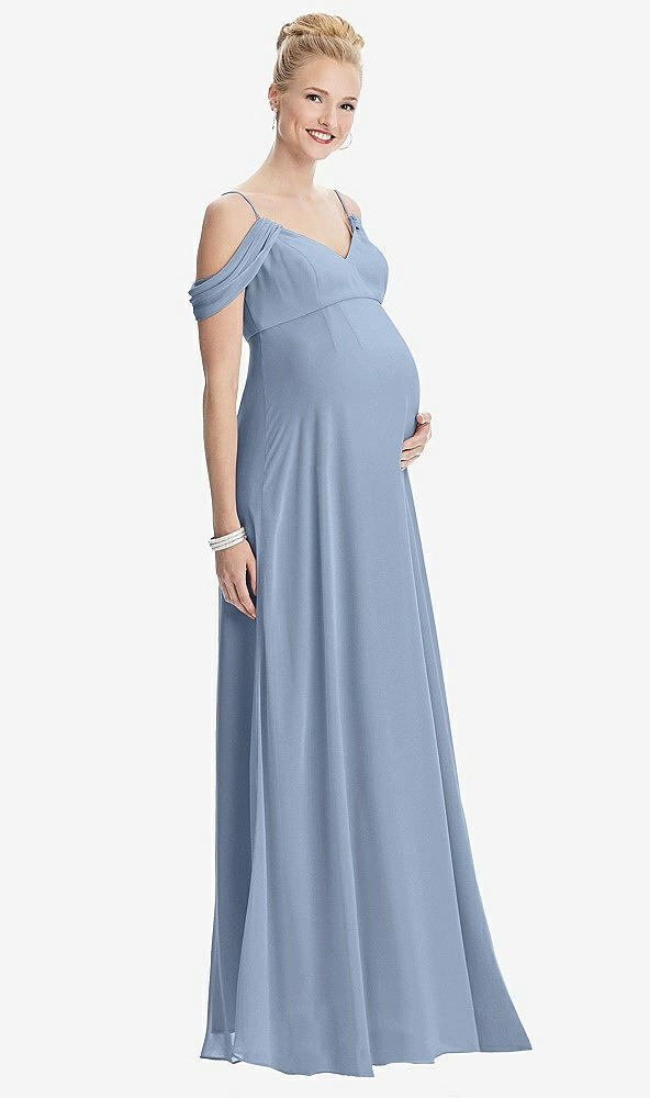 Front View - Cloudy Draped Cold-Shoulder Chiffon Maternity Dress