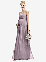 Front View Thumbnail - Lilac Dusk Strapless Chiffon Shirred Skirt Maternity Dress