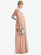 Rear View Thumbnail - Pale Peach Strapless Chiffon Shirred Skirt Maternity Dress