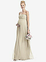 Front View Thumbnail - Champagne Strapless Chiffon Shirred Skirt Maternity Dress