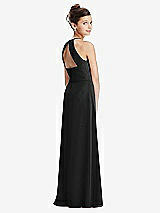 Front View Thumbnail - Black Shirred Jewel Neck Chiffon Juniors Dress
