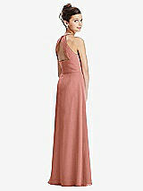 Front View Thumbnail - Desert Rose Shirred Jewel Neck Chiffon Juniors Dress