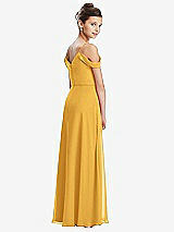 Rear View Thumbnail - NYC Yellow Draped Cold Shoulder Chiffon Juniors Dress