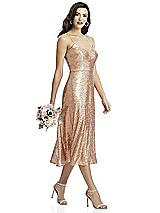 Alt View 2 Thumbnail - Copper Rose Spaghetti Strap Flared Skirt Sequin Midi Dress