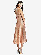 Rear View Thumbnail - Copper Rose Spaghetti Strap Flared Skirt Sequin Midi Dress