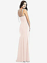 Rear View Thumbnail - Blush Bustier Crepe Gown with Adjustable Bow Straps