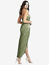 Rear View Thumbnail - Kiwi Halter Midi Dress with Draped Tulip Skirt