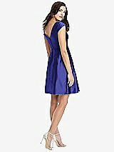 Rear View Thumbnail - Electric Blue Cap Sleeve Pleated Skirt Cocktail Dress with Pockets