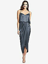 Front View Thumbnail - Silverstone Popover Bodice Midi Dress with Draped Tulip Skirt