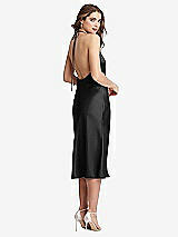 Rear View Thumbnail - Black Cowl-Neck Convertible Midi Slip Dress - Piper
