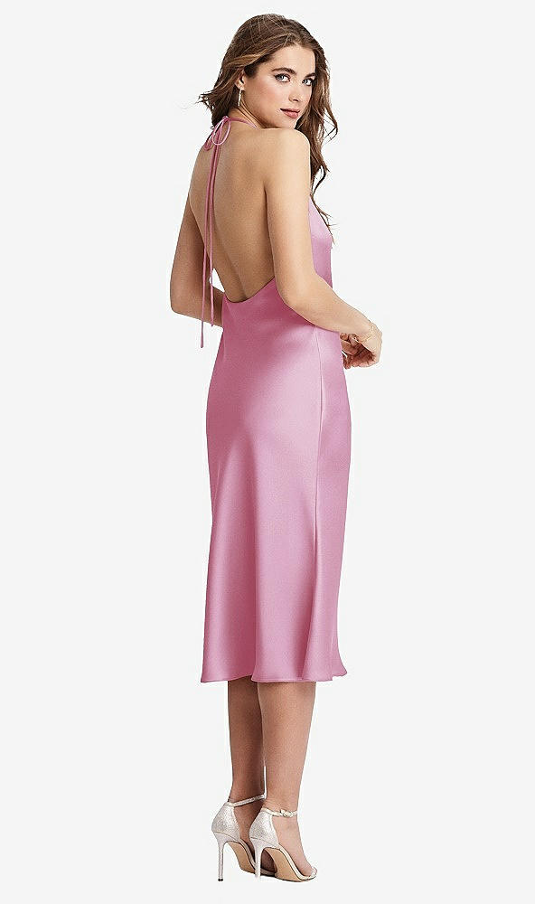 Back View - Powder Pink Cowl-Neck Convertible Midi Slip Dress - Piper