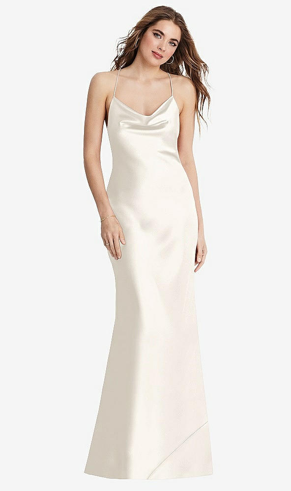 Back View - Ivory Cowl-Neck Convertible Maxi Slip Dress - Reese