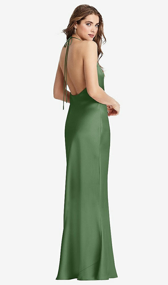 Front View - Vineyard Green Cowl-Neck Convertible Maxi Slip Dress - Reese