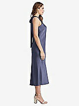 Side View Thumbnail - French Blue Tie Neck Cutout Midi Tank Dress - Lou