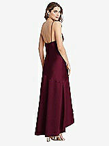 Rear View Thumbnail - Cabernet Asymmetrical Drop Waist High-Low Slip Dress - Devon