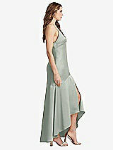 Side View Thumbnail - Willow Green Asymmetrical Drop Waist High-Low Slip Dress - Devon