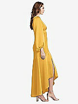 Side View Thumbnail - NYC Yellow Puff Sleeve Asymmetrical Drop Waist High-Low Slip Dress - Teagan