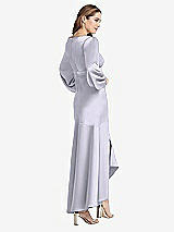 Rear View Thumbnail - Silver Dove Puff Sleeve Asymmetrical Drop Waist High-Low Slip Dress - Teagan
