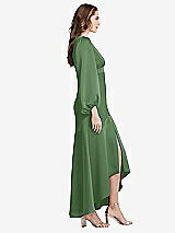 Side View Thumbnail - Vineyard Green Puff Sleeve Asymmetrical Drop Waist High-Low Slip Dress - Teagan